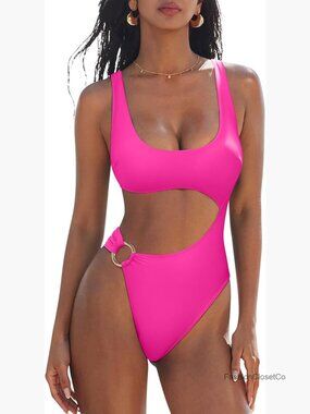 Sexy One Piece Tummy Control Swimsuit Cutout Backless Bathing Suit